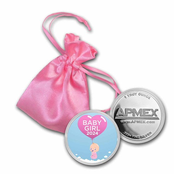 1 oz Silver Colorized Round - APMEX (Baby Girl, 2024)