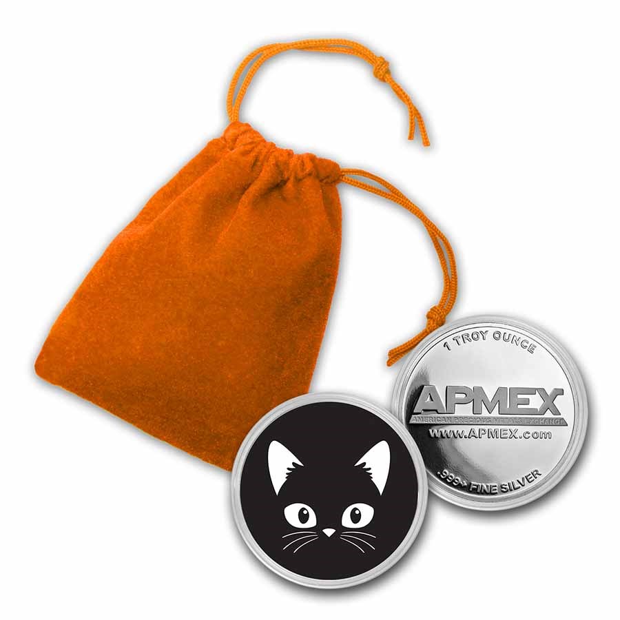 1 oz Silver Colorized Round - APMEX (Black Cat)