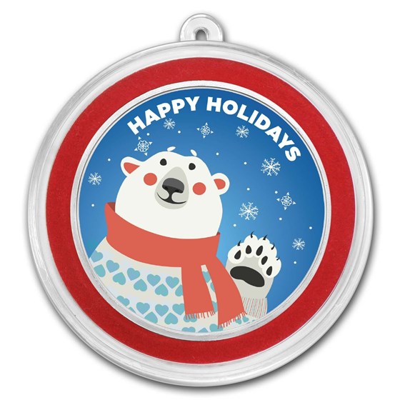 1 oz Silver Colorized Round - APMEX (Cheery Polar Bear)