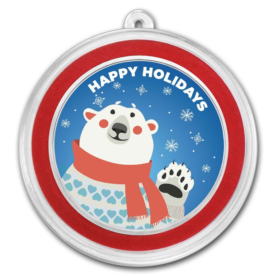 1 oz Silver Colorized Round - APMEX (Cheery Polar Bear)