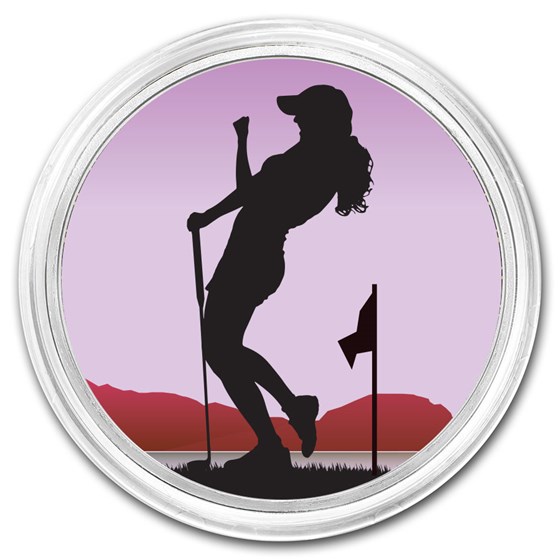 1 oz Silver Colorized Round - APMEX (Female Golfer)
