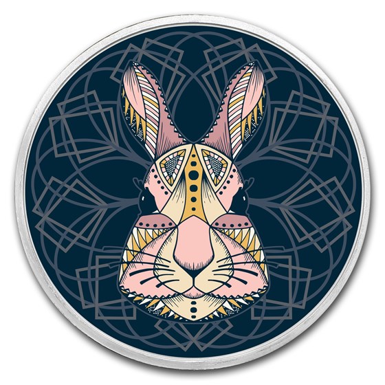 1 oz Silver Colorized Round - APMEX (Geometric Easter Bunny)