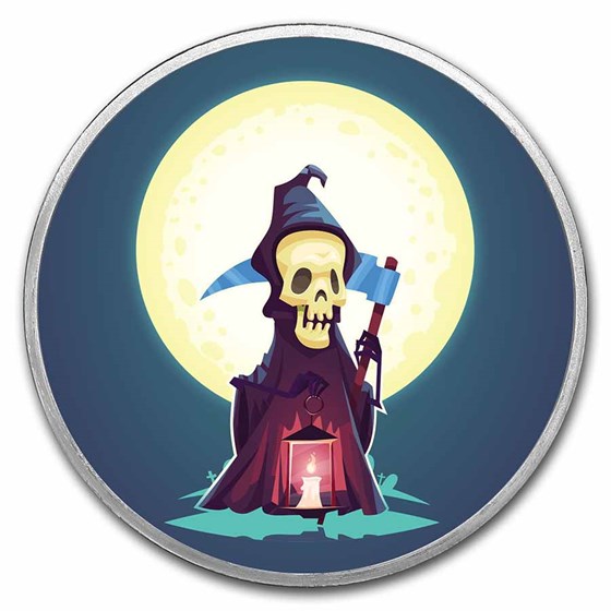 1 oz Silver Colorized Round - APMEX (Grim Reaper)