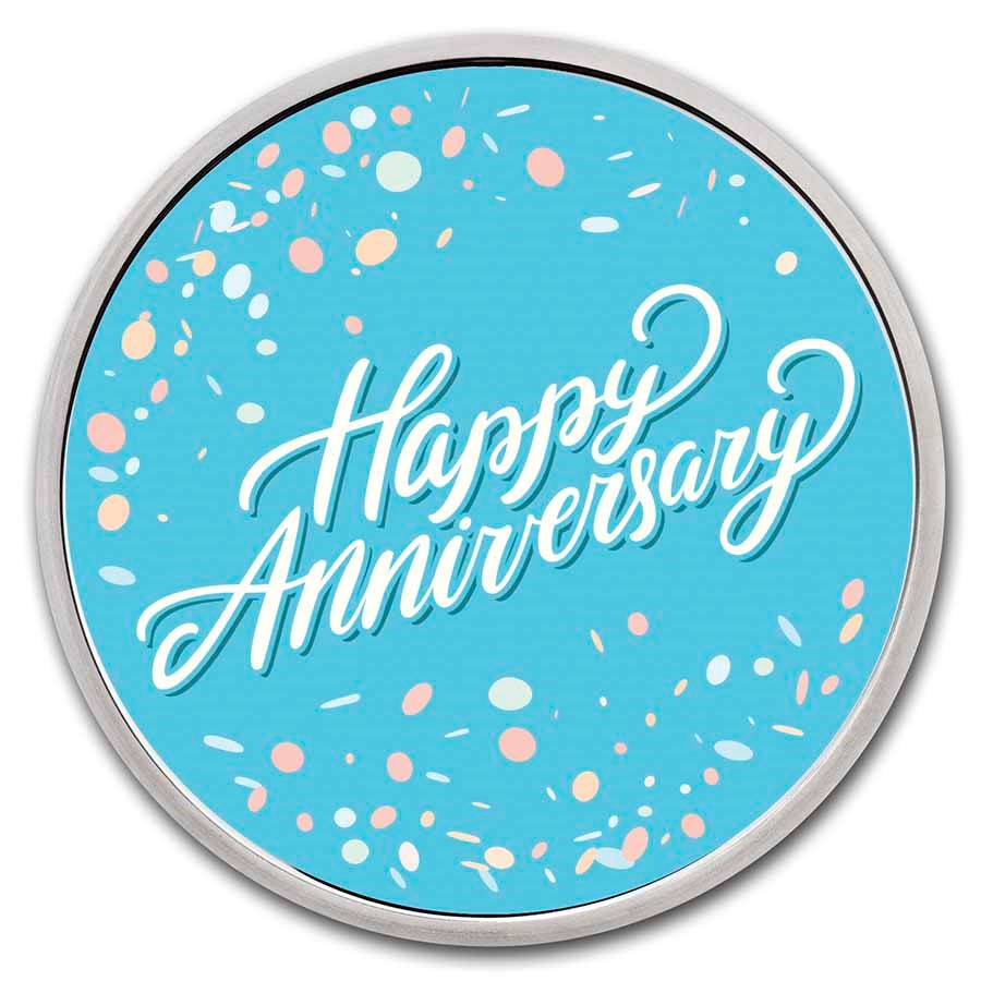 1 oz Silver Colorized Round - APMEX (Happy Anniversary)