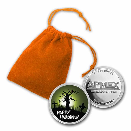1 oz Silver Colorized Round - APMEX (Happy Halloween "Graveyard") 1 oz Silver Colorized Round - APMEX (Happy Halloween "Graveyard")