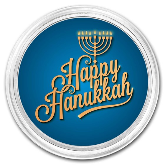 1 oz Silver Colorized Round - APMEX (Happy Hanukkah)