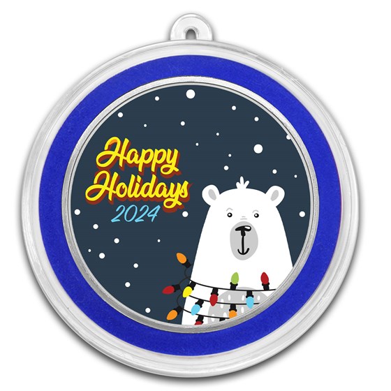 1 oz Silver Colorized Round - APMEX (Happy Holidays Polar Bear) 1 oz Silver Colorized Round - APMEX (Happy Holidays Polar Bear)