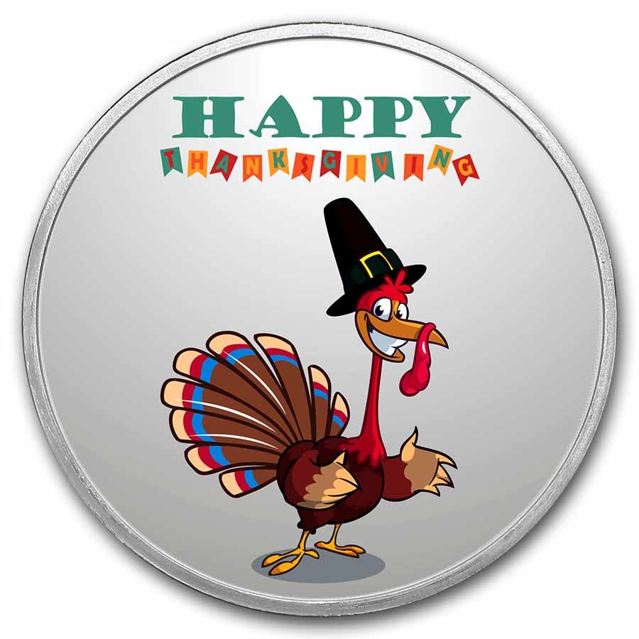 Thanksgiving Silver Rounds Buy 1 oz Silver Colorized Round - APMEX (Happy Turkey Day) | APMEX