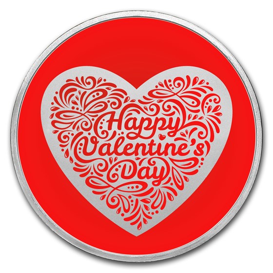 1 oz Silver Colorized Round - APMEX (Happy Valentine's Day Heart)