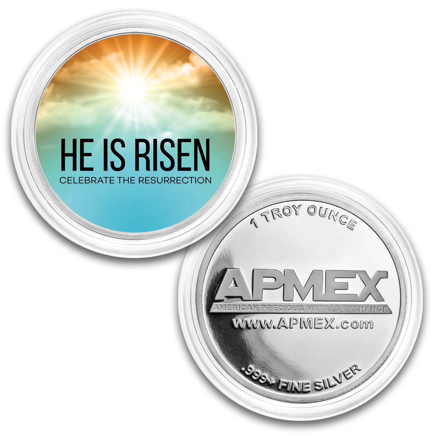 APMEX - 1 oz Silver Colorized Round - APMEX (He Is Risen, Resurrection)