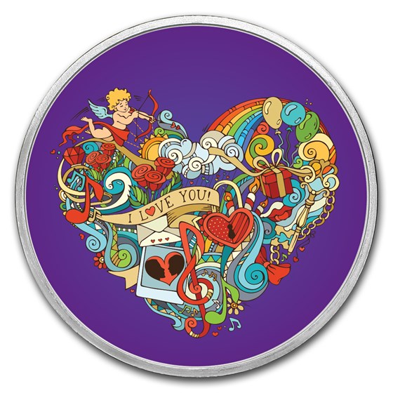 1 oz Silver Colorized Round - APMEX (I Love you, Heart Design) 1 oz Silver Colorized Round - APMEX (I Love you, Heart Design)