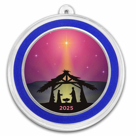 1 oz Silver Colorized Round - APMEX (Jesus In The Manger Purple) 1 oz Silver Colorized Round - APMEX (Jesus In The Manger Purple)