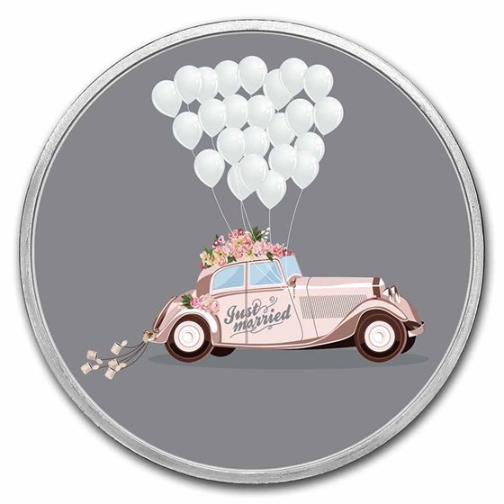 1 oz Silver Colorized Round - APMEX (Just Married, Honeymoon)