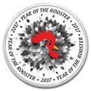 1 oz Silver Colorized Round - APMEX (Lunar Rooster - Emblem 2017)