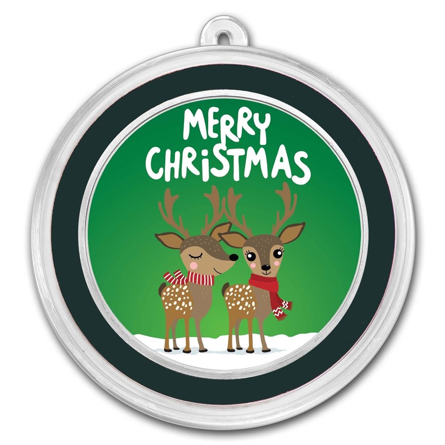 1 oz Silver Colorized Round - APMEX (Merry Christmas, Reindeer)