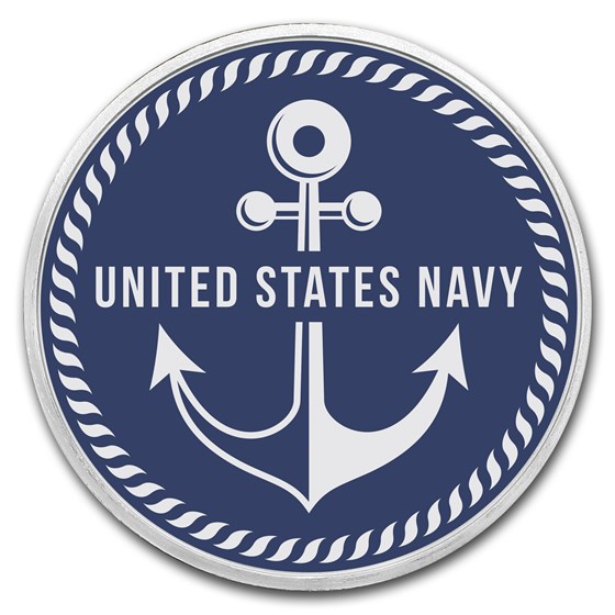 1 oz Silver Colorized Round - APMEX (Navy - Anchor)