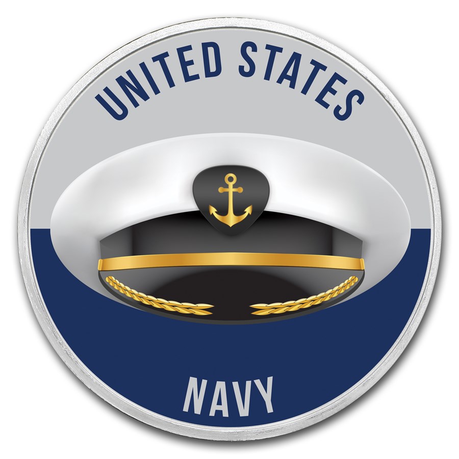 1 oz Silver Colorized Round - APMEX (Navy - Salute)