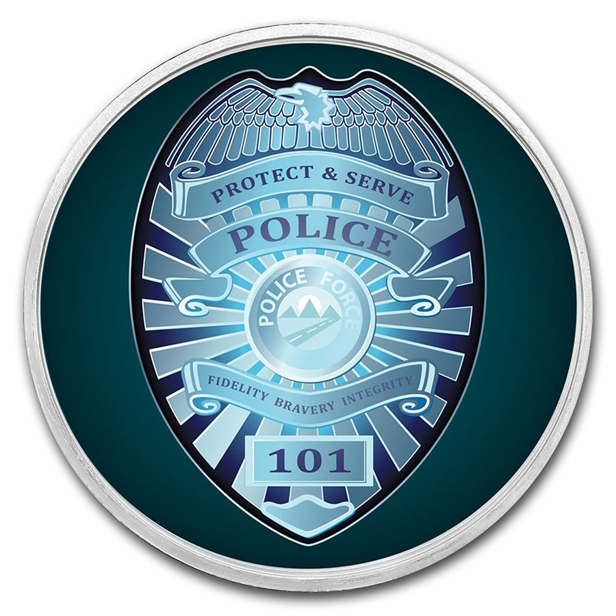 1 oz Silver Colorized Round - APMEX (Police - Badge)