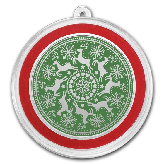 1 oz Silver Colorized Round - APMEX (Prancing Reindeer Green)