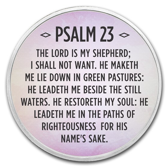 1 oz Silver Colorized Round - APMEX (Psalm 23, Lavender) 1 oz Silver Colorized Round - APMEX (Psalm 23, Lavender)