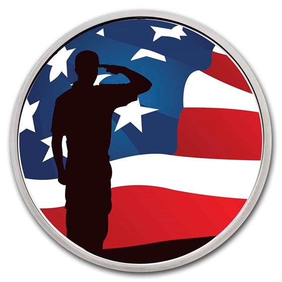 1 oz Silver Colorized Round - APMEX (Salute the Flag)