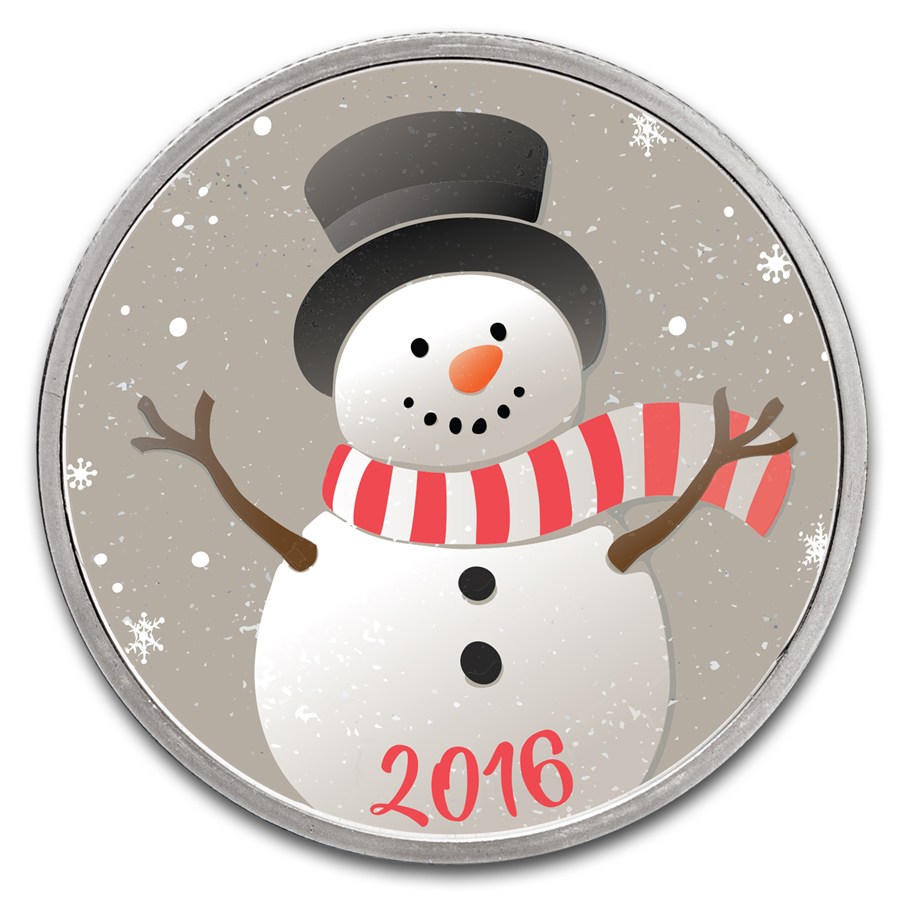 Buy 1 oz Silver Colorized Round - APMEX (Smiling Snowman) | APMEX