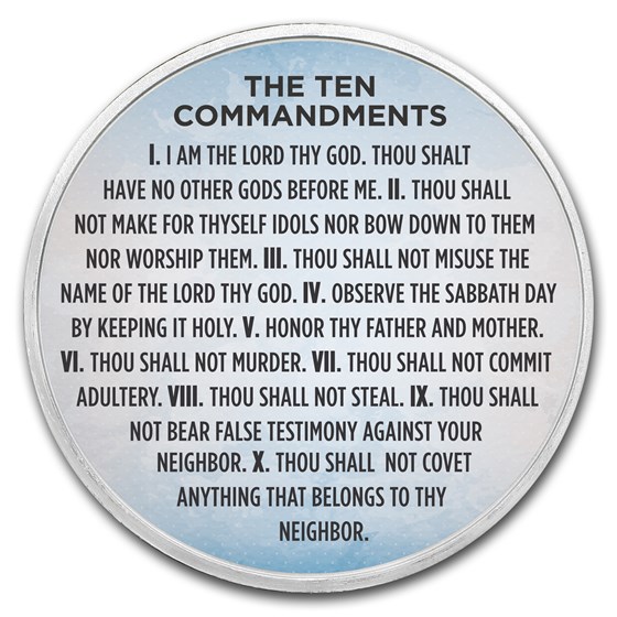 1 oz Silver Colorized Round - APMEX (Ten Commandments Sky Blue) 1 oz Silver Colorized Round - APMEX (Ten Commandments Sky Blue)