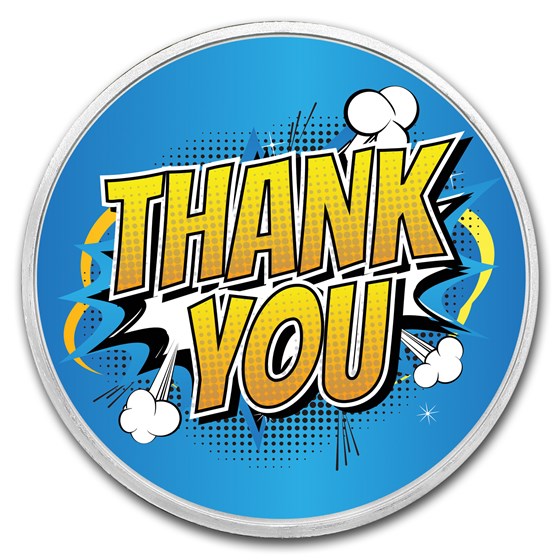 1 oz Silver Colorized Round - APMEX (Thank You - Impact) 1 oz Silver Colorized Round - APMEX (Thank You - Impact)