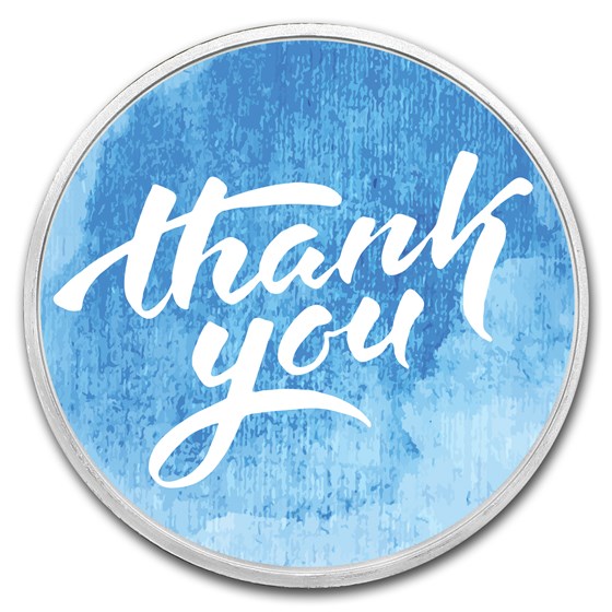 1 oz Silver Colorized Round - APMEX (Thank You - Sky Blue) 1 oz Silver Colorized Round - APMEX (Thank You - Sky Blue)