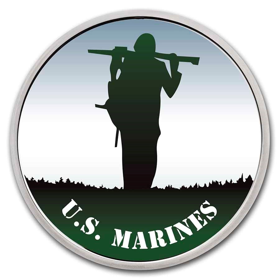 1 oz Silver Colorized Round - APMEX (U.S. Marines, Silhouette)