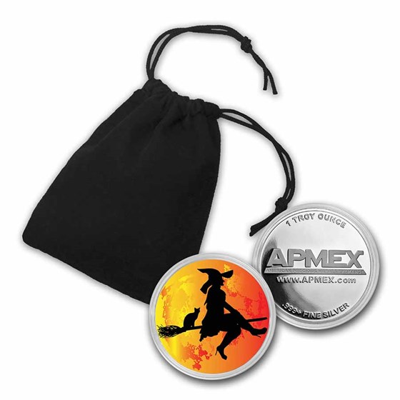 1 oz Silver Colorized Round - APMEX (Witch, Flying Over The Moon) 1 oz Silver Colorized Round - APMEX (Witch, Flying Over The Moon)