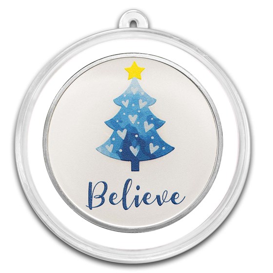 1 oz Silver Colorized Round - "Believe" 1 oz Silver Colorized Round - "Believe"
