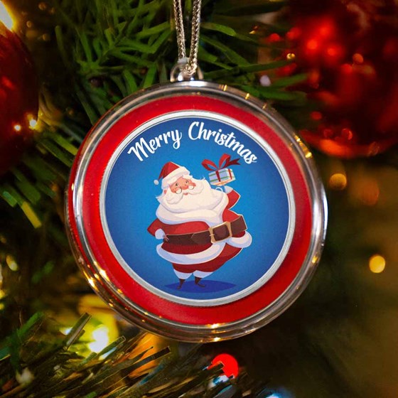 1 oz Silver Colorized Round - Blue Merry Christmas Santa
