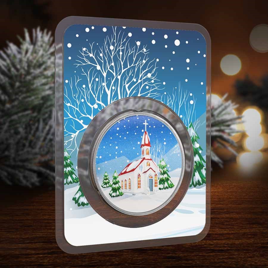 1 oz Silver Colorized Round - "Christmas Begins with Christ"