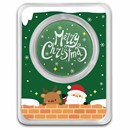 1 oz Silver Colorized Round - Merry Christmas Santa & Reindeer