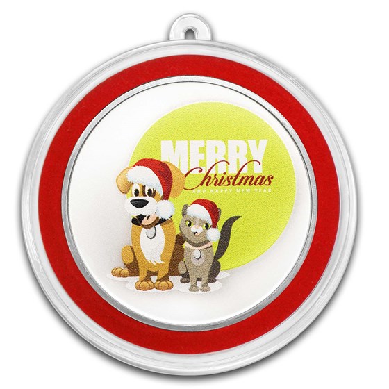 1 oz Silver Colorized Round - Santa Paws, Please Stop Here 1 oz Silver Colorized Round - Santa Paws, Please Stop Here