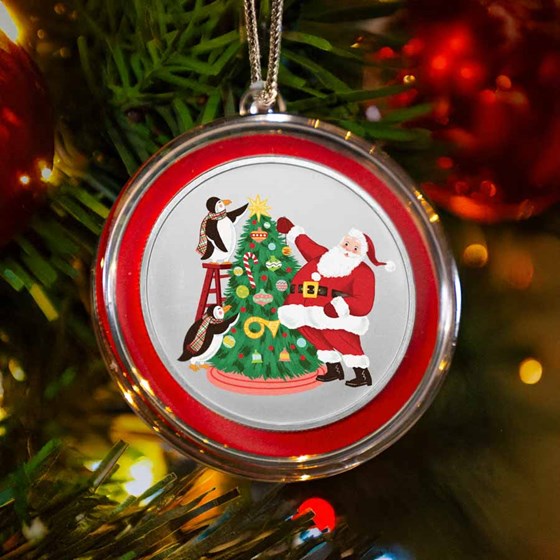 1 oz Silver Colorized Round - Santa & Penguins Christmas Tree 1 oz Silver Colorized Round - Santa & Penguins Christmas Tree