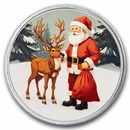 1 oz Silver Colorized Round - Santa & Reindeer (Box & COA)