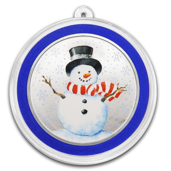 1 oz Silver Colorized Round - Season Greetings Snowman