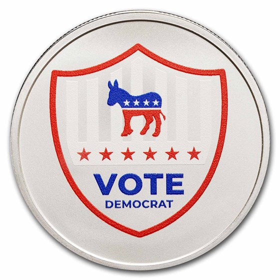 1 oz Silver Colorized Round - Vote Democrat 1 oz Silver Colorized Round - Vote Democrat