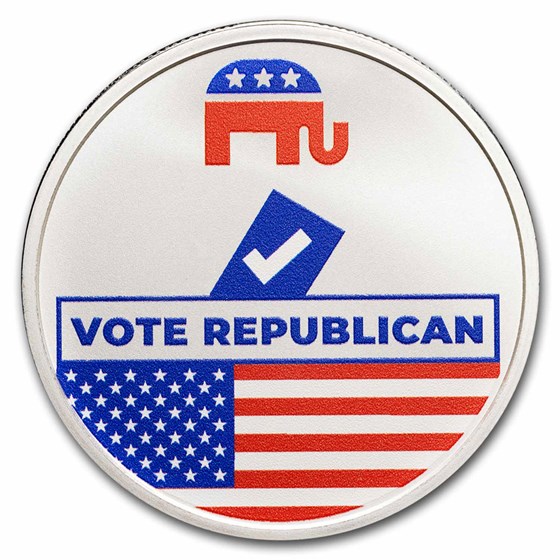 1 oz Silver Colorized Round - Vote Republican 1 oz Silver Colorized Round - Vote Republican