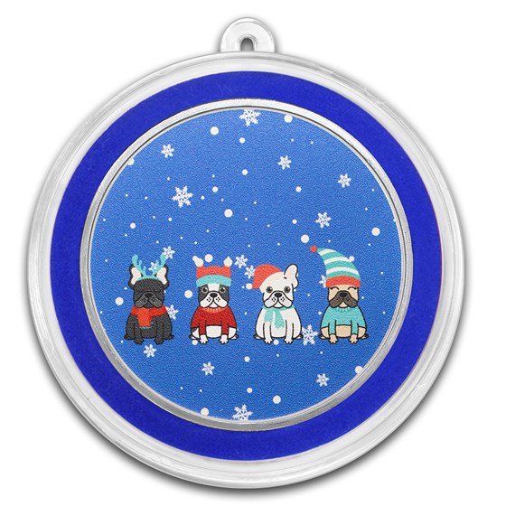 1 oz Silver Colorized Round - We Woof You A Merry Christmas 1 oz Silver Colorized Round - We Woof You A Merry Christmas