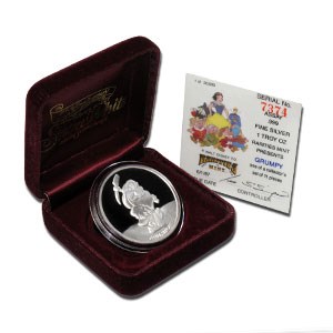 1 oz Silver - Disney'sSnow White 50th Anniv (Grumpy, w/Box & COA) 1 oz Silver - Disney'sSnow White 50th Anniv (Grumpy, w/Box & COA)