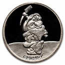 1 oz Silver - Disney'sSnow White 50th Anniv (Grumpy, w/Box & COA)