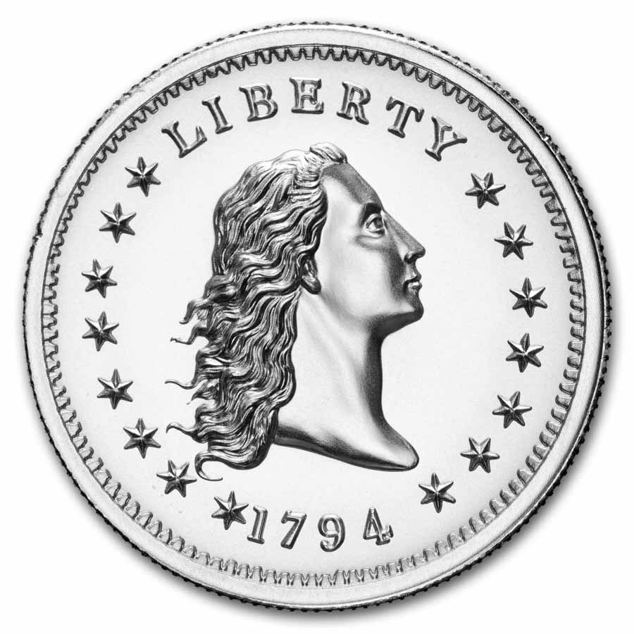 1 oz Silver High Relief Round - 1794 Flowing Hair Dollar