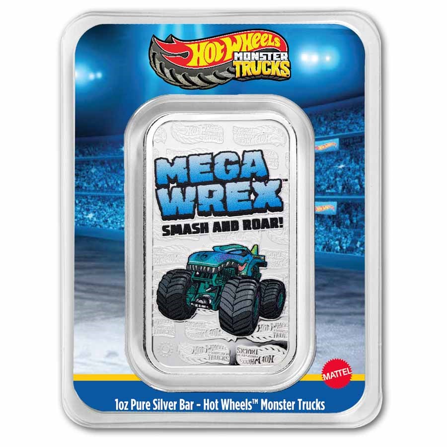 1 oz Silver Hot Wheels™ Monster Truck Mega Wrex Colorized Bar