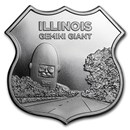 1 oz Silver - Icons of Route 66 Shield (Illinois Gemini Giant)