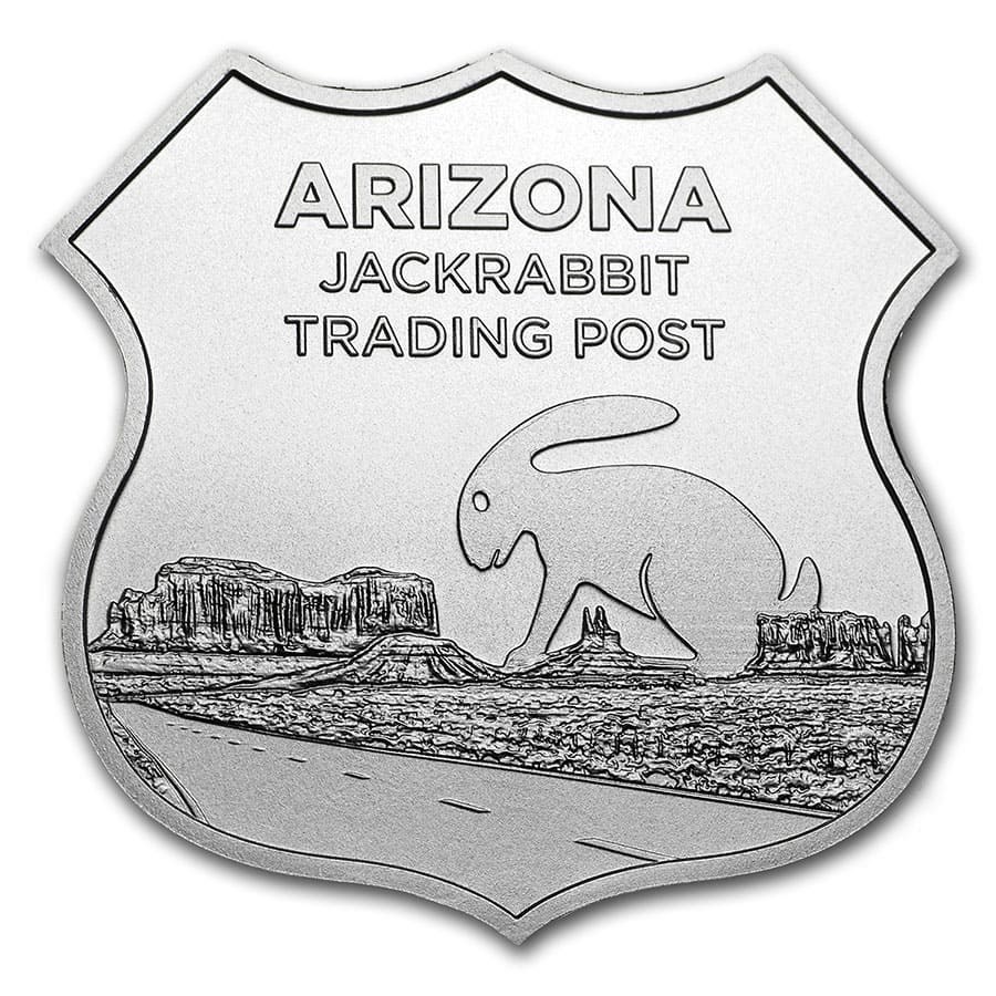 1 oz Silver - Icons of Route 66 Shield (Jack Rabbit Trading Post)