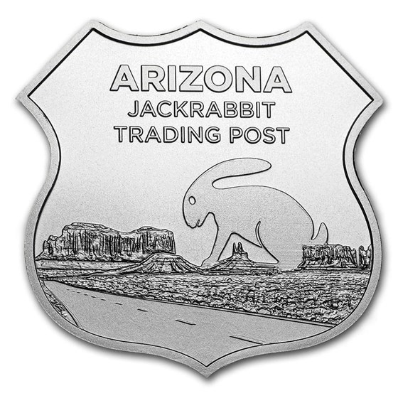 1 oz Silver - Icons of Route 66 Shield (Jack Rabbit Trading Post) 1 oz Silver - Icons of Route 66 Shield (Jack Rabbit Trading Post)