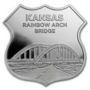 1 oz Silver - Icons of Route 66 Shield (Kansas Rainbow Bridge)